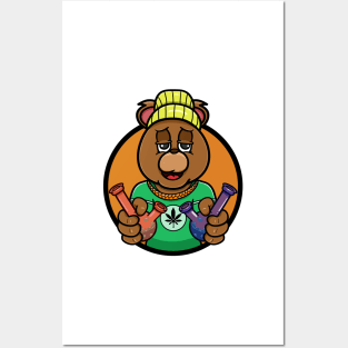 Bong Bear Head Cartoon Mascot Posters and Art